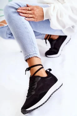 Outlet Boto Damskie Zamszowe Buty Sportowe Czarne Nayla