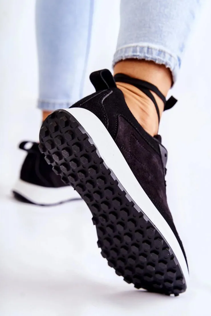 Outlet Boto Damskie Zamszowe Buty Sportowe Czarne Nayla