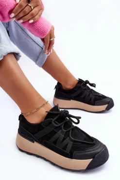 Damskie Boto Damskie Zamszowe Buty Sportowe Na Platformie Czarne Rohan