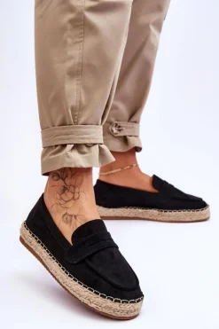 Discount Boto Damskie Zamszowe Espadryle Czarne Keyla