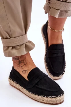 Discount Boto Damskie Zamszowe Espadryle Czarne Keyla