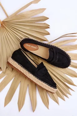 Discount Boto Damskie Zamszowe Espadryle Czarne Keyla