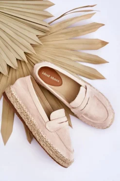 Best Boto Damskie Zamszowe Espadryle Jasnobeżowe Keyla