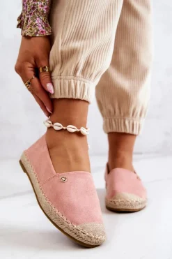 Evento Czarne Espadryle*Damskie Zamszowe Espadryle Różowe Joaquin