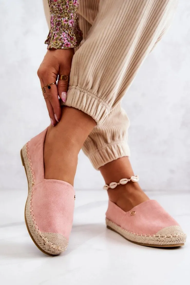 Evento Czarne Espadryle*Damskie Zamszowe Espadryle Różowe Joaquin
