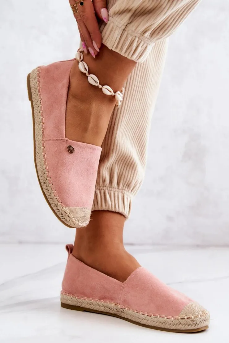 Evento Czarne Espadryle*Damskie Zamszowe Espadryle Różowe Joaquin