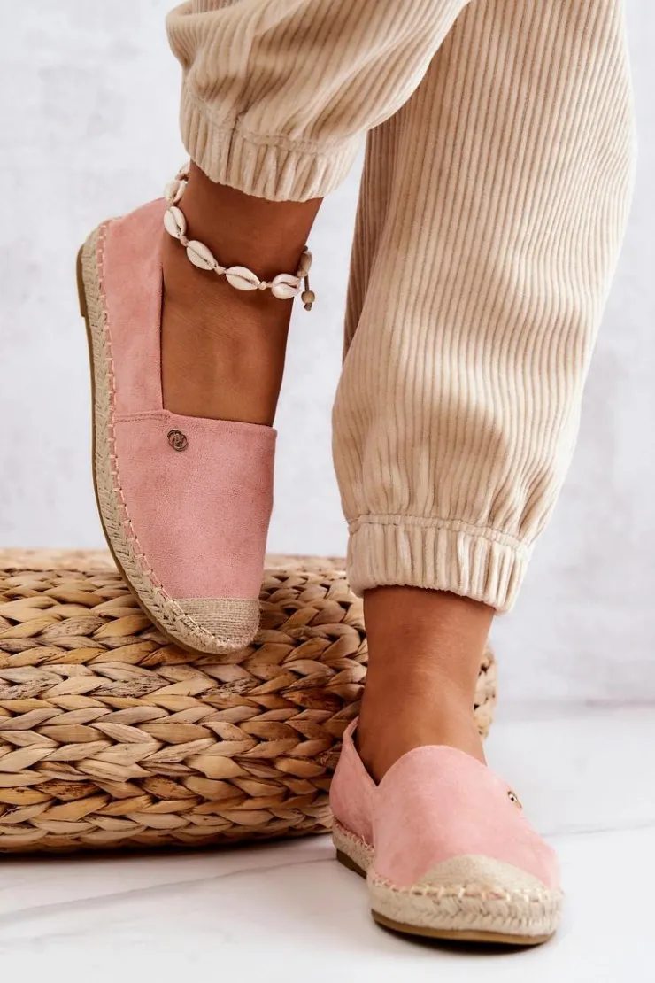 Evento Czarne Espadryle*Damskie Zamszowe Espadryle Różowe Joaquin