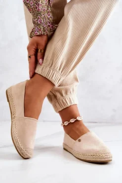 Damskie Evento Damskie Zamszowe Espadryle Beżowe Joaquin