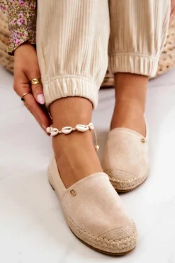 Damskie Evento Damskie Zamszowe Espadryle Beżowe Joaquin