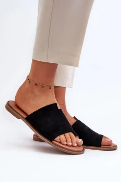 Evento Klapki Damskie Japonki|Klapki Damskie Klasyczne*Damskie Zamszowe Klapki Japonki Czarne Amite Czarny