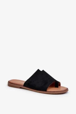 Evento Klapki Damskie Japonki|Klapki Damskie Klasyczne*Damskie Zamszowe Klapki Japonki Czarne Amite Czarny