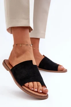 Evento Klapki Damskie Japonki|Klapki Damskie Klasyczne*Damskie Zamszowe Klapki Japonki Czarne Amite Czarny