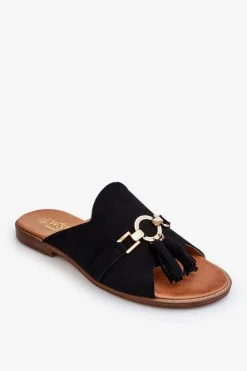 Damskie Boto Damskie Zamszowe Klapki Lewski Shoes 3226 Czarne