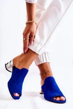 Boto Klapki Na Obcasie|Klapki Damskie Klasyczne*Damskie Zamszowe Klapki Na Obcasie Granatowe Marine