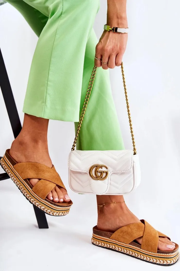 Damskie Boto Damskie Zamszowe Klapki Na Platformie Camel Jossie