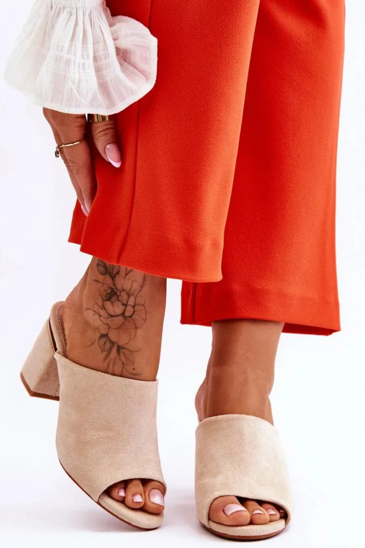 Damskie Buty damskie Vinceza Damskie Zamszowe Klapki Na Obcasie Beżowe Carter