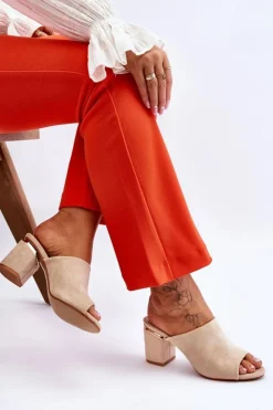 Damskie Buty damskie Vinceza Damskie Zamszowe Klapki Na Obcasie Beżowe Carter