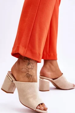 Damskie Buty damskie Vinceza Damskie Zamszowe Klapki Na Obcasie Beżowe Carter