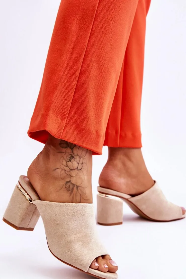 Damskie Buty damskie Vinceza Damskie Zamszowe Klapki Na Obcasie Beżowe Carter