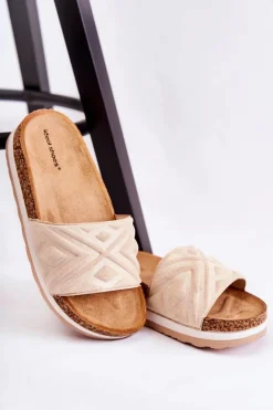 Boto Klapki Na Platformie|Klapki Damskie Klasyczne*Damskie Zamszowe Klapki Na Masywnej Platformie Beżowe Heritta