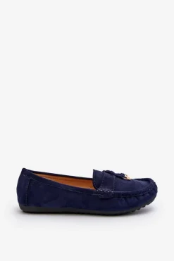 Online Boto Damskie Zamszowe Klasyczne Mokasyny Granatowe Ontala Niebieski