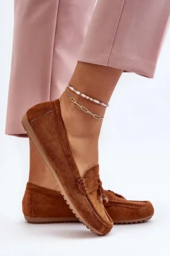 Boto Mokasyny Damskie Zamszowe*Damskie Zamszowe Klasyczne Mokasyny Camel Ontala