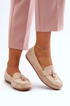 New Boto Damskie Zamszowe Klasyczne Mokasyny Beżowe Ontala