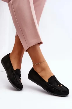 Boto Loafersy Damskie|Mokasyny Damskie Zamszowe*Damskie Zamszowe Klasyczne Mokasyny Czarne Ontala Czarny