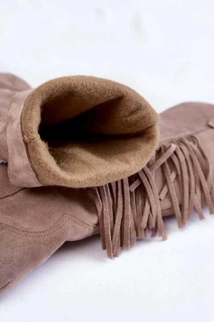 Boto Kozaki Wiosenne|Kozaki Przed Kolano*Damskie Zamszowe Kozaki Kowbojki Lewski 3094/F Szare