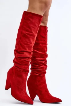 Best Boto Damskie Zamszowe Kozaki Lu Boo Czerwone