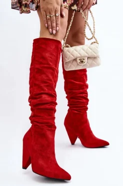 Best Boto Damskie Zamszowe Kozaki Lu Boo Czerwone