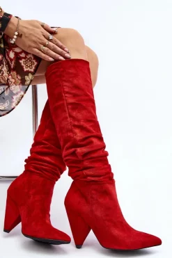 Best Boto Damskie Zamszowe Kozaki Lu Boo Czerwone