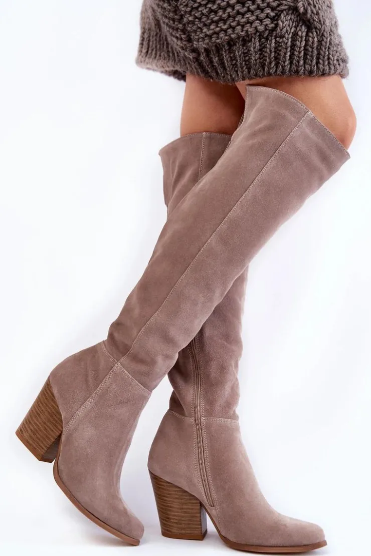 Boto Damskie Zamszowe Kozaki Muszkieterki Lewski 2833 Szare