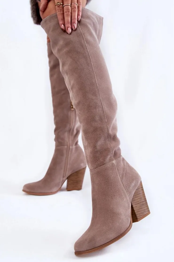 Boto Damskie Zamszowe Kozaki Muszkieterki Lewski 2833 Szare