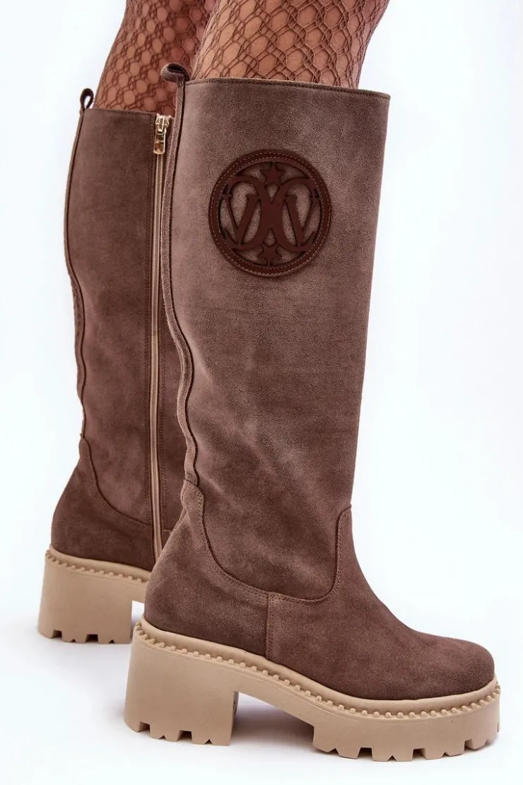 Boto Kozaki Wiosenne|Kozaki Przed Kolano*Damskie Zamszowe Kozaki Przed Kolano Brązowe Lewski 3367