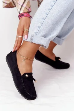 Damskie Boto Damskie Zamszowe Mokasyny Czarne Marylin