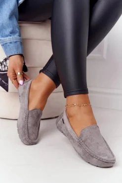 Boto Mokasyny Damskie Zamszowe*Damskie Zamszowe Mokasyny Szare San Marino
