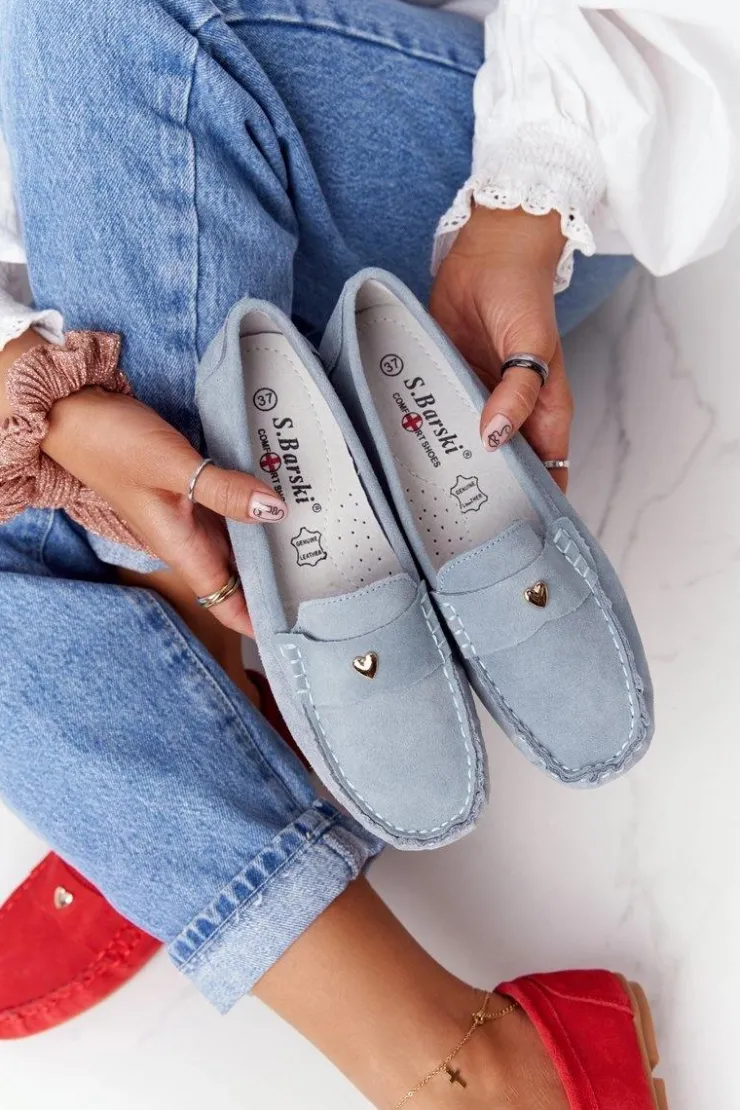 Damskie buty S.Barski Mokasyny Damskie Zamszowe*Damskie Zamszowe Mokasyny S.Barski Niebieskie