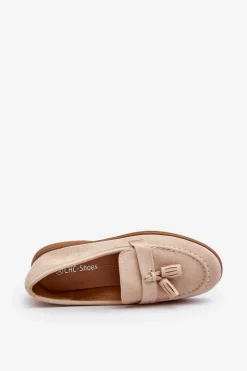 Sale Boto Damskie Zamszowe Mokasyny Beżowe Dansitu