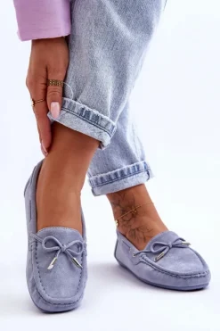 Outlet Boto Damskie Zamszowe Mokasyny e Si Passione Niebieski