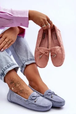 Outlet Boto Damskie Zamszowe Mokasyny e Si Passione Niebieski