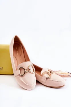 Boto Loafersy Damskie|Mokasyny Płaskie*Damskie Zamszowe Mokasyny Z Ozdobą Beżowe Reality