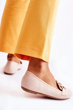 Boto Loafersy Damskie|Mokasyny Płaskie*Damskie Zamszowe Mokasyny Z Ozdobą Beżowe Reality