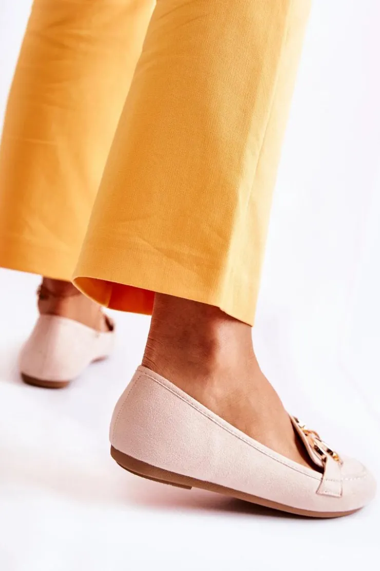 Boto Loafersy Damskie|Mokasyny Płaskie*Damskie Zamszowe Mokasyny Z Ozdobą Beżowe Reality