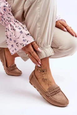 Boto Mokasyny Damskie Zamszowe*Damskie Zamszowe Mokasyny Beżowe Clorie