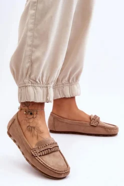 Boto Mokasyny Damskie Zamszowe*Damskie Zamszowe Mokasyny Beżowe Clorie