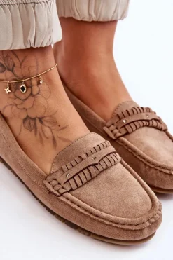 Boto Mokasyny Damskie Zamszowe*Damskie Zamszowe Mokasyny Beżowe Clorie