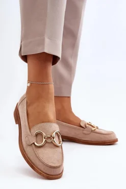 Damskie Buty damskie Vinceza Damskie Zamszowe Mokasyny Z Ozdobą Beżowe Echonesa