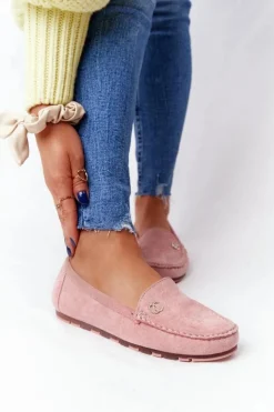 New Boto Damskie Zamszowe Mokasyny Różowe Madelyn
