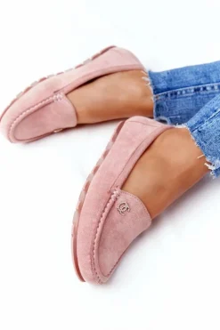 New Boto Damskie Zamszowe Mokasyny Różowe Madelyn